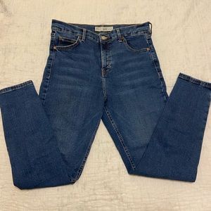 Women’s Topshop High Rise Moto Skinny Jeans, Medium Wash, Size 30